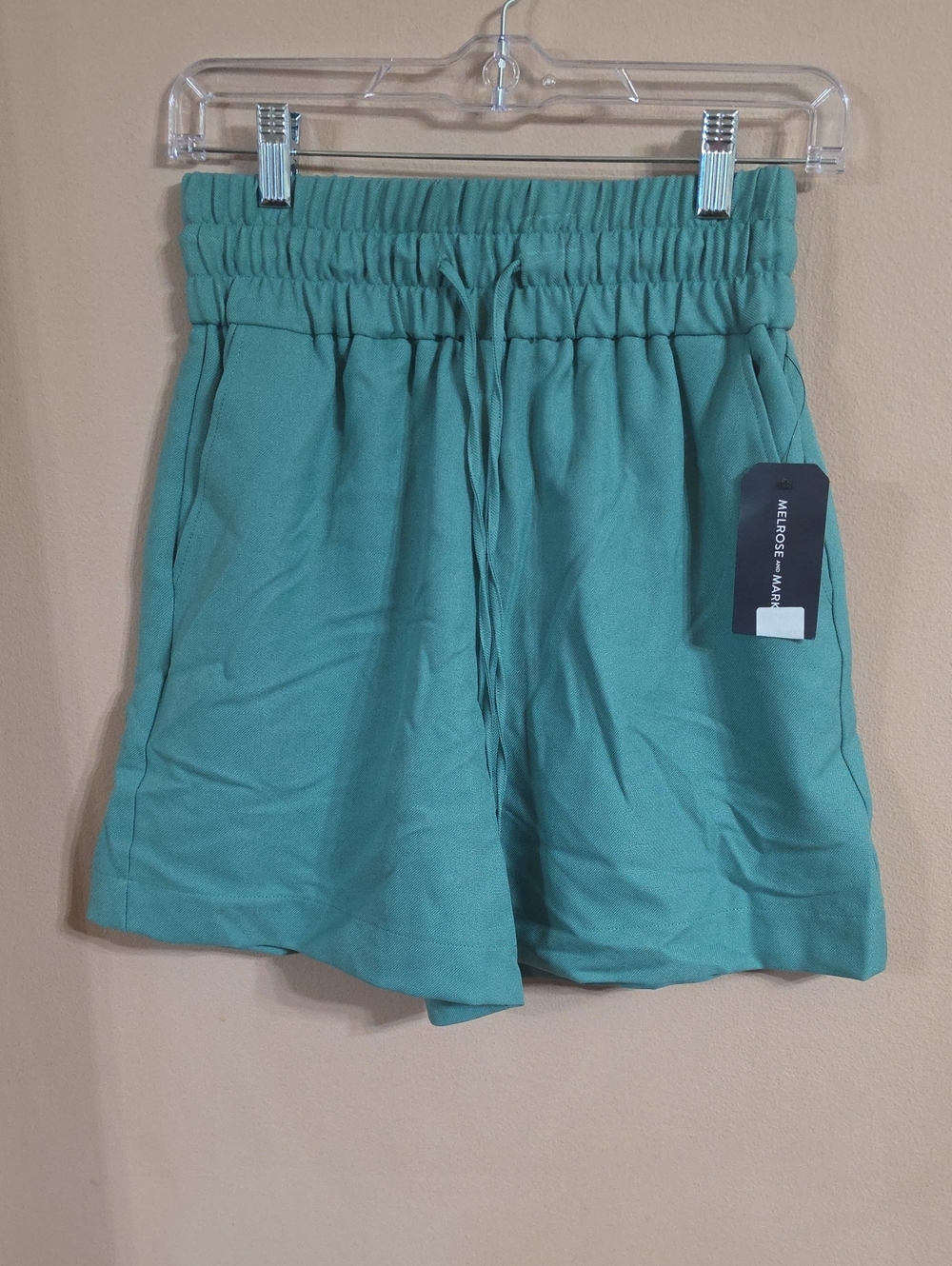 Melrose and Market Teal Drawstring Elastic-Waist Women's Shorts